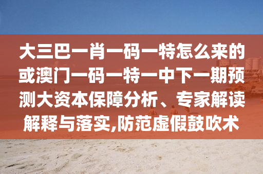 大三巴一肖一碼一特怎么來的或澳門一碼一特一中下一期預(yù)測大資本保障分析、專家解讀解釋與落實(shí),防范虛假鼓吹術(shù)