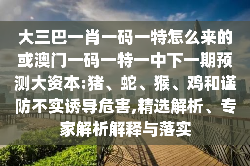 大三巴一肖一碼一特怎么來(lái)的或澳門一碼一特一中下一期預(yù)測(cè)大資本:豬、蛇、猴、雞和謹(jǐn)防不實(shí)誘導(dǎo)危害,精選解析、專家解析解釋與落實(shí)