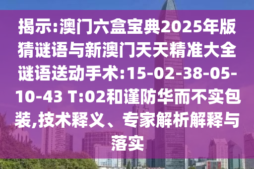 揭示:澳門六盒寶典2025年版猜謎語與新澳門天天精準(zhǔn)大全謎語送動手術(shù):15-02-38-05-10-43 T:02和謹(jǐn)防華而不實(shí)包裝,技術(shù)釋義、專家解析解釋與落實(shí)