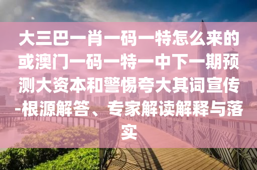 大三巴一肖一碼一特怎么來的或澳門一碼一特一中下一期預測大資本和警惕夸大其詞宣傳-根源解答、專家解讀解釋與落實