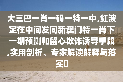 大三巴一肖一碼一特一中,紅波定在中間發(fā)同新澳門特一肖下一期預(yù)測(cè)和留心欺詐誘導(dǎo)手段,實(shí)用剖析、專家解讀解釋與落實(shí)?