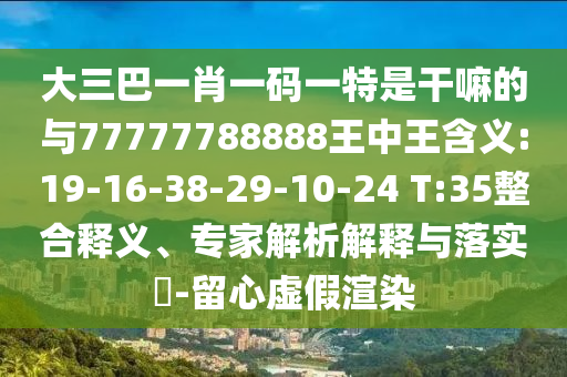 大三巴一肖一碼一特是干嘛的與77777788888王中王含義:19-16-38-29-10-24 T:35整合釋義、專(zhuān)家解析解釋與落實(shí)?-留心虛假渲染
